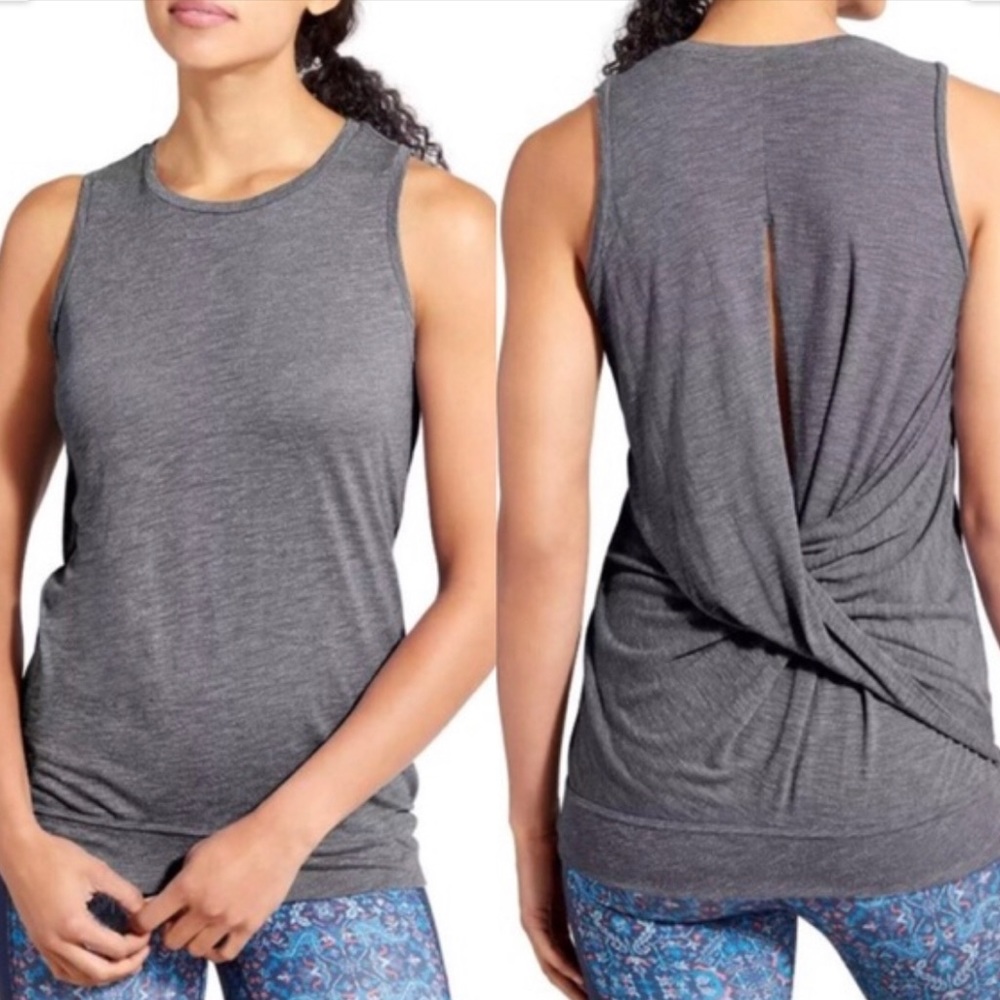 Athleta Grey Open Twist Back Tank Top Size XS